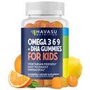 Ωμέγα 3 6 9 + DHA Gummies for Kids - Χορτοφαγικά, Φυτικά Με βάση το ιχθυέλαιο με DHA και EPA για παιδιά 2+ για την υποστήριξη του σώματος και της ανάπτυξης του εγκεφάλου - Δεν Fishy Γεύση - Λεμόνι και γεύση πορτοκάλι - 60 κόμης