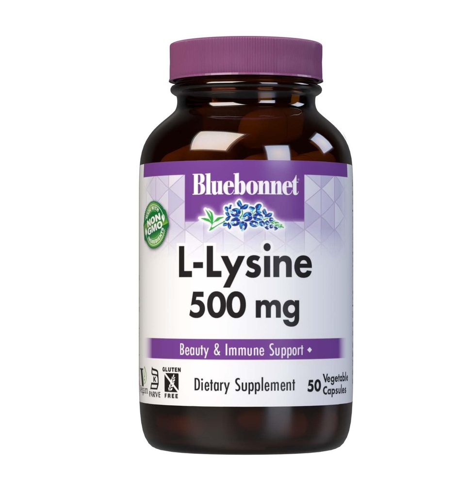 Bluebonnet L-Lysine 500 mg Βιταμίνη Κάψουλες, 50 Count