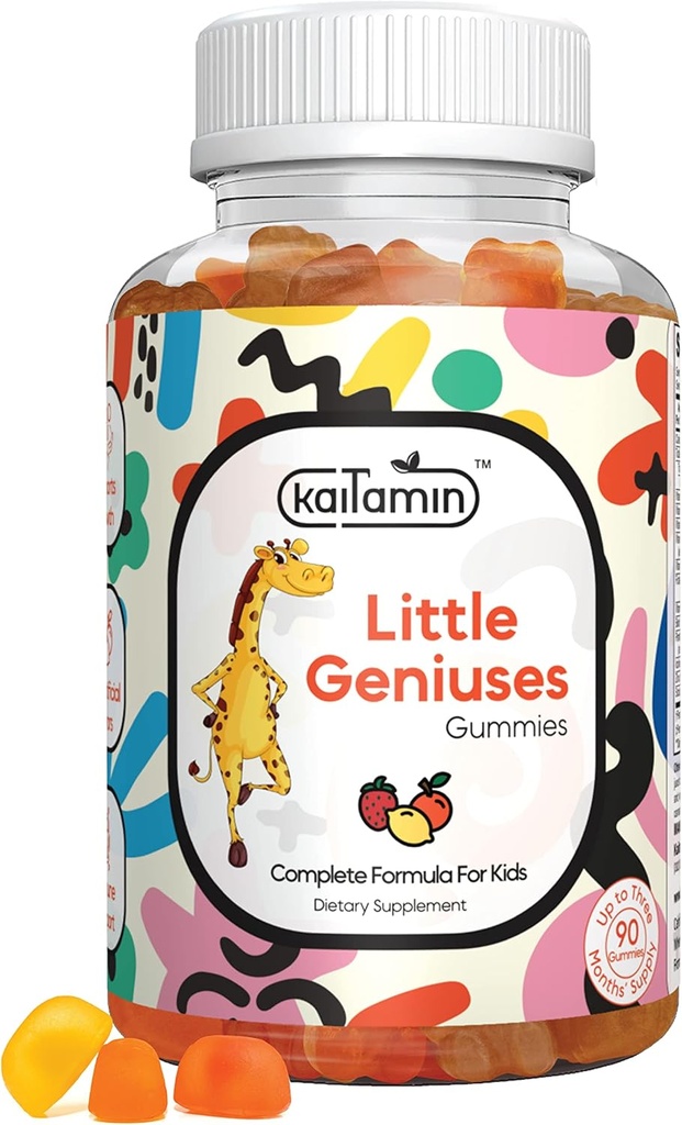 Παιδιά Multivitamin Gummies Μικρές Ιδιοφυΐες : Βιταμίνες C, D3, Ψευδάργυρος, Folate, για Ανοσία, Νοημοσύνη, Εστίαση, και Ανάπτυξη. Vegan, μη ΓΤΟ, οργανικά, χωρίς γλουτένη 90 Gummies 3 Μήνες προμήθεια