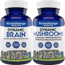 Stonehenge Health Dynamic Brain + Dynamic Mushrooms Bundle Memory Acquisition, Retention, & Recall with 40 Unique Nootropic Brain & Immune System Support