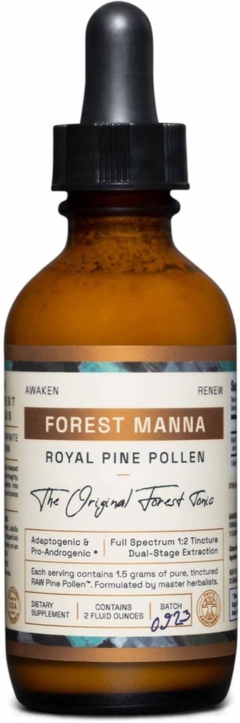 RAW Δασικά τρόφιμα Δάσος Manna Royal Pine Pollen Βάμμα – 1:2 Αληθινή διπλής ποιότητας εξαγωγή – Pure Pine Pollen – Μόνο από 2 fl μπουκάλι ουγγιά