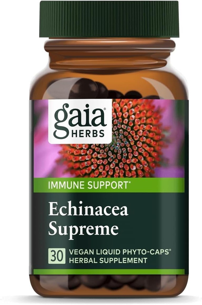 Gaia Herbs Echinacea Supreme - Immune Support Supplement - Echinacea Purpurea & Angustifolia Blend to Support Immune System - 30 Vegan Liquid Phyto-Capsules (15-Day Supply)