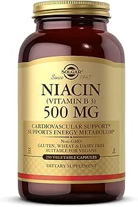 Solgar Niacin (Vitamin B3) 500 mg, 250 κάψουλες λαχανικών - Ενεργειακός Μεταβολισμός - Μη ΓΤΟ, Vegan, Χωρίς γλουτένη, Χωρίς γαλακτοκομικά, Kosher - 250 Σερβιέτες