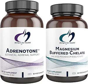 Σχέδια για την υγεία Μαγνήσιο + Adrenal Υποστήριξη Duo - Μαγνήσιο Χηλικό Διαχωρισμένο + Adrenotone Προσαρμοσμένα φυτά και θρεπτικά συστατικά (2 Product Set)