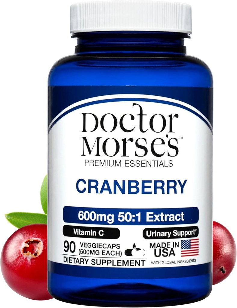Cranberry Supplement Pills for Women and Men, 30000mg Strength, Urinary Tract Support with Vitamin C, Made in FDA-Registered, NSF-Certified Facility, Overall Health Support, 90 Capsules