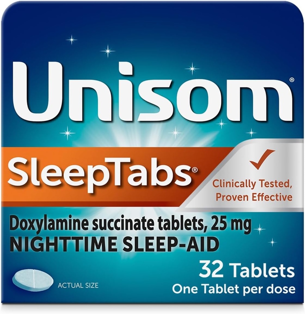 Unisom SleepTabs, Nighttime Sleep- Aid, Ηλεκτρική Δοξυλαμίνη, 32 δισκία