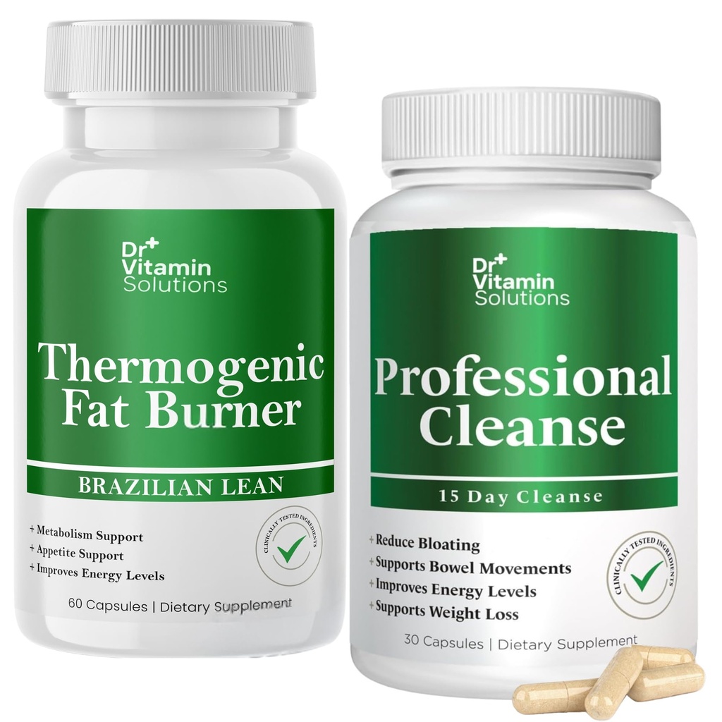 DR VITAMIN SOLUTIONS Θερμογόνος καύση λίπους και Detox Cleanse Bundle - 15 ημέρα καθαρισμού για τη διαχείριση βάρους, την υγεία των ούρων, και Bloating Relief - 90 κάψουλες