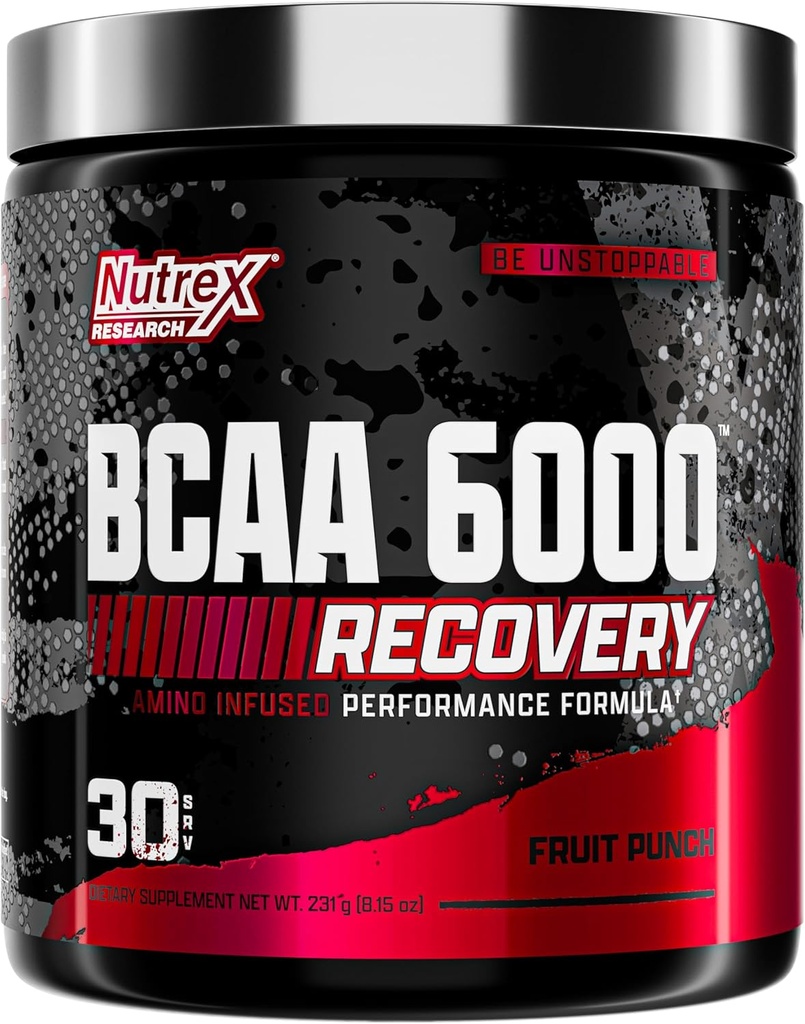 Nutrex Research - BCAA Powder 6000 Amino Acid - 6 γραμμάρια του BCAAs Amino Acids συμπλήρωμα για την αποκατάσταση μετά την προπόνηση & την ανάπτυξη των μυών - Amino Energy Processet Recovery Drink (Fruit Punch - 30 Services)