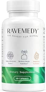 Rave Aid Supplement - Concert & Festival Essentials Supplement with NAC 500mg | Doctor 5-HTP-Free Formula | After Party Vitamins & Immune Support | Music Festival Rave Kit - 60 Capsules