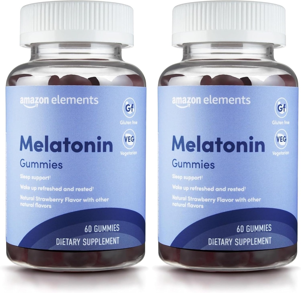 Στοιχεία - Μελατονίνη 10mg Gummies, Υποστηρίζει τον Ξεκούραστο Ύπνο, Φράουλα, 60 Count (Πρώην Revly) (Pack of 2)