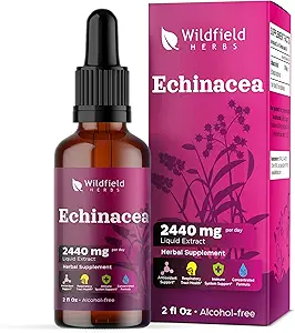 Liquid Echinacea Extract - Echinacea Root Drops Βάμμα 2440mg (Echinacea purpurea) Βότανο συμπλήρωμα Απορροφήσεις Καλύτερα από κάψουλες, 1 μήνας προμήθειας, 84 Μερίδες, Χωρίς αλκοόλ - 2 Oz, συσκευασία του 1