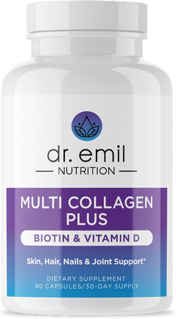 DR. EMIL NUTRITION Multi Collagen Peptides Plus Βιοτίνη και βιταμίνη D - Βιοτίνη και Collagen Συμπληρώματα για το δέρμα των μαλλιών και τα νύχια - Βιοτίνη χάπια για την ανάπτυξη των μαλλιών