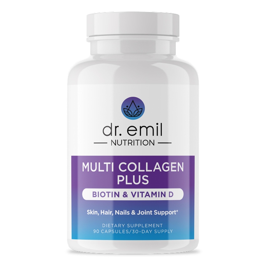 DR. EMIL NUTRITION Multi Collagen Peptides Plus Βιοτίνη και βιταμίνη D - Βιοτίνη και Collagen Συμπληρώματα για το δέρμα των μαλλιών και τα νύχια - Βιοτίνη χάπια για την ανάπτυξη των μαλλιών