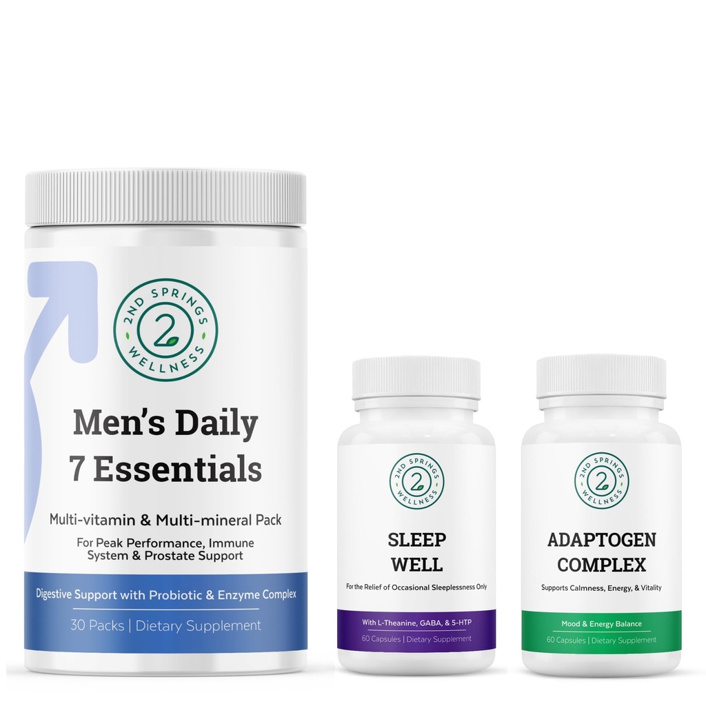 Men's Daily 7 Essentials, Sleep Well & Adaptogen Complex Bundle