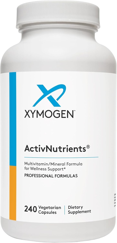 XYMOGEN ActivNutrients with Iron and Copper - Multivitamin Multimineral for Wellness, Immune, Energy and Mood Support - Chelated Minerals + Active B Vitamins with Folate (240 Capsules)