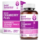 Bold Cranberry Plus – 36 mg PACs – 100% Soluble PAC– Υποστήριξη UTI ούρων- Χάπια βατόμουρο για γυναίκες & άνδρες- με Μη ΓΤΟ Βιταμίνη C – 30 Vegan Κάψουλες