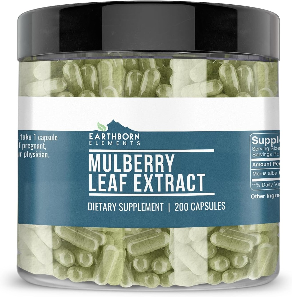 Earthborn Στοιχεία White Mulberry Leaf Extract 200 κάψουλες, καθαρό & μη αραιωμένο, χωρίς πρόσθετα