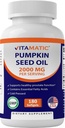 Vitamatic Pumpkin Seed Oil 2000mg Softgel Capsules per Serving - 180 Softgels - 1000mg per softgel