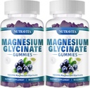 Glycinate Gummys μαγνήσιο 1000mg με L-Θρεονικό μαγνήσιο, Chelated Μαγνήσιο Κάλιο Συμπλέγματος συμπλήρωμα με VitD, B6, CoQ10, Ασβέστιο, Υποστηρίγματα για τη μνήμη, ηρεμία, Mood - 180 Gummies Blueberry