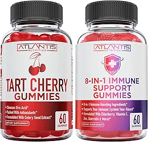 Atlantis Nutrition 60 Tart Cherry Gummies + 8-in-1 Immune Support 60 Gummies