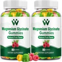 Μαγνήσιο Γλυκινικό Gummies 400 - Συμπλήρωμα μαγνησίου για τον ύπνο, Στρες & Μυϊκό Ανάγλυφο Ήρεμη Μάση μαγνησίου για ενήλικες και παιδιά με βιταμίνη D, B6 Γεύση φρούτων, Vegan, 2 συσκευασίες