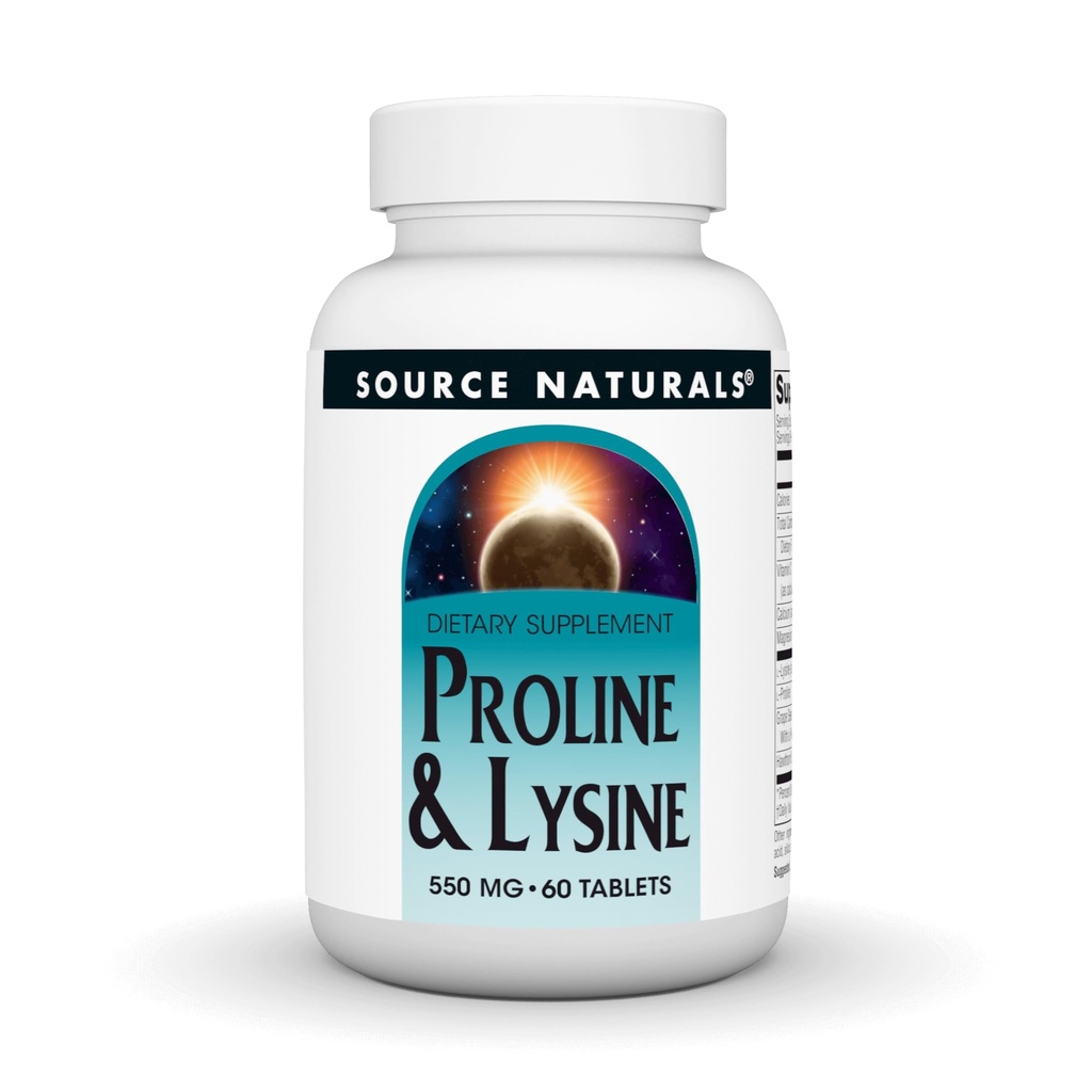 Source Naturals L- Proline & L- Lysine, 550mg - 60 δισκία