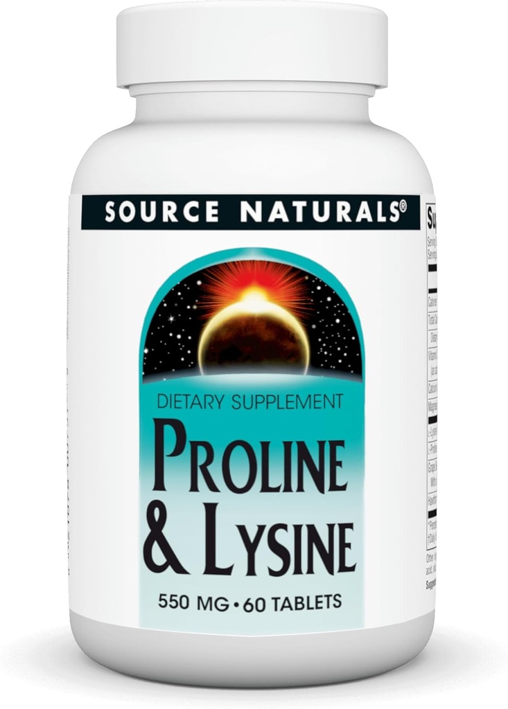Source Naturals L- Proline & L- Lysine, 550mg - 60 δισκία