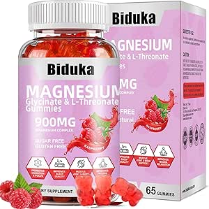 900mg σύμπλοκο μαγνησίου 65 Gummies σμέουρων, χωρίς ζάχαρη Γλυκινικό μαγνήσιο & L-Θρεονικό κάλιο συμπλήρωμα με βιταμίνη D, B6, CoQ10 για χαλάρωση