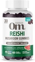 Om Mushroom Superfood Reishi Gummies, ΗΠΑ Καλλιεργούμενα Βιολογικά Μανιτάρια, Υποστηρίζει την Ανοσολογική Υγεία, την Ισορροπία, & το Στρες, 60 Count, 30 Services Συμπληρώματα Gummy