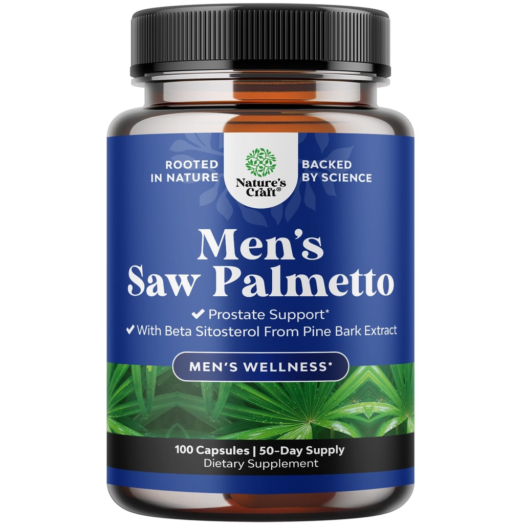 Natures Craft Saw Palmetto για άνδρες με βήτα σιτοστερόλη - Saw Palmetto εκχύλισμα Prostate συμπλήρωμα υγείας για τους άνδρες bladder έλεγχο και υποστήριξη Prostate - αποκατάσταση συμπλήρωμα μαλλιών