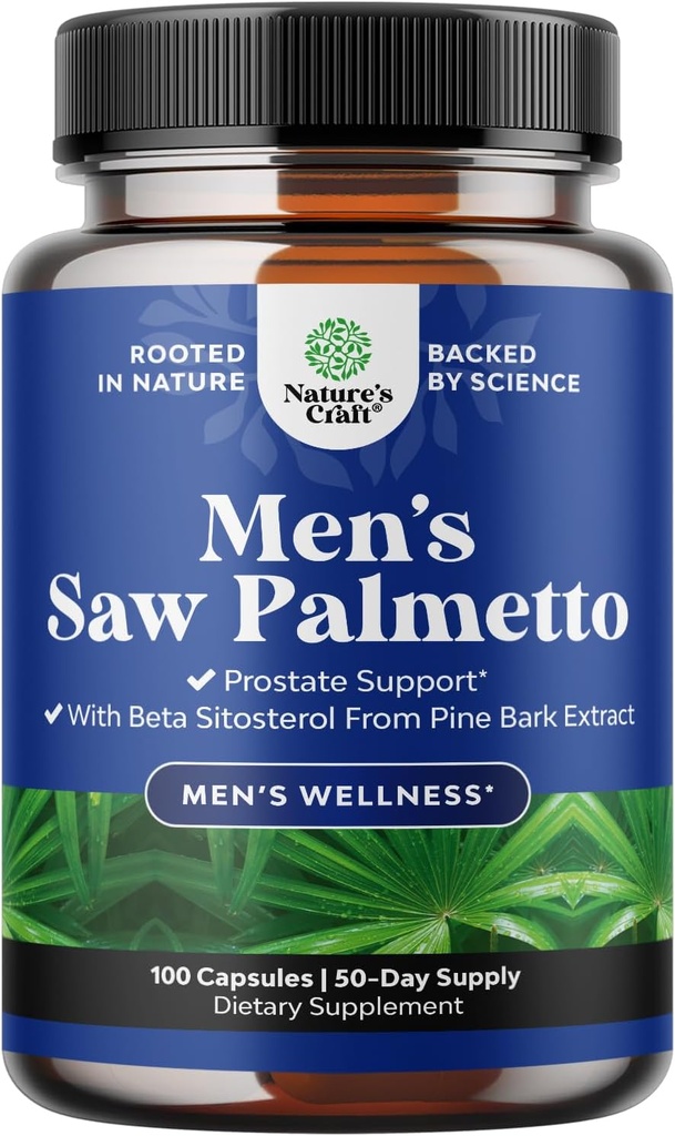 Natures Craft Saw Palmetto για άνδρες με βήτα σιτοστερόλη - Saw Palmetto εκχύλισμα Prostate συμπλήρωμα υγείας για τους άνδρες bladder έλεγχο και υποστήριξη Prostate - αποκατάσταση συμπλήρωμα μαλλιών