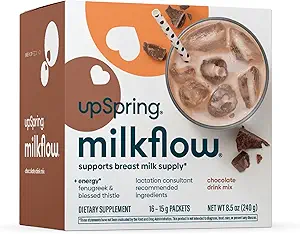 UpSpring Milkflow Electrolyte Berry & Chocolate Breastfeeding Supplement Drink Mixes with Fenugreek to Support Milk Supply*