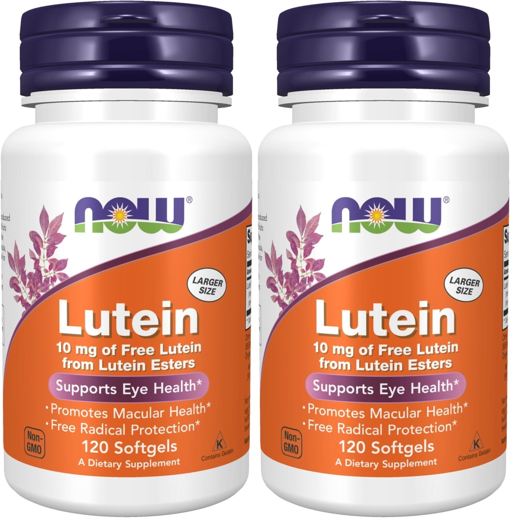 NOW Foods Lutein 10 mg Softgels, 120 (Pack of 2)