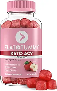 Flat Tummy Keto ACV Gummies, 60 Count – Specialized Formula, Post GLP-1 Keto Supplement, Vegan-Friendly, Non-GMO - Apple Cider Vinegar Gummies, BHB Salts, Beet and Pomegranate Superfood Powders