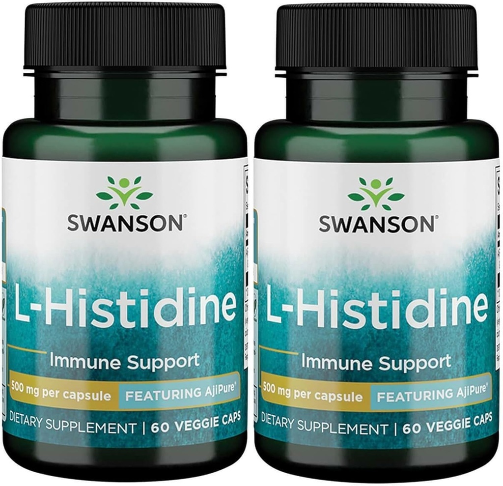 Swanson L-Histidine - Διαθέτει Ajipure 500 mg 60 Veg Caps (2 Pack)