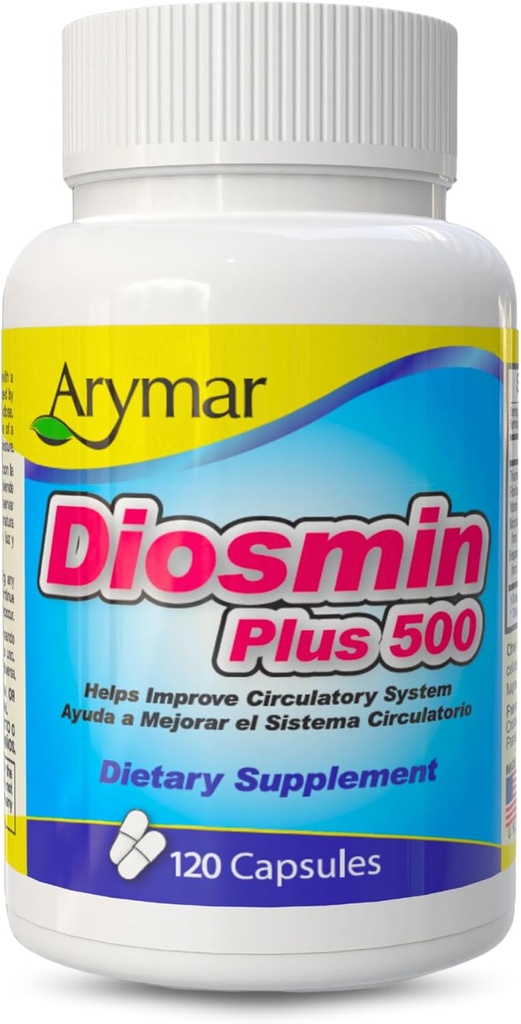 Arymar Diosmin Plus 500 - Circulatory System Support Supplement, 500mg, 120 Capsules