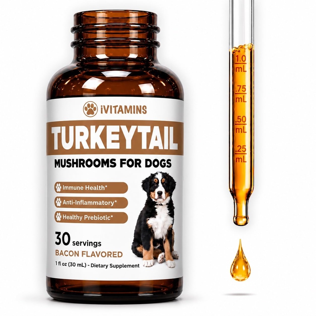 Turkey Tail Mushroom for Dogs - Helps to Boost the Immune System, is a Healthy Prebiotic, & Much More - Turkey Tail for Dogs - Dog Mushrooms - 1 fl oz