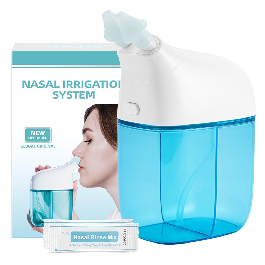 Ρινική Άρδευση Σύστημα με 30 πακέτα αλατιού, Sinus Rinse Machine, Sinus Sinus Cleaner Machine με δεξαμενή νερού & δεξαμενή συλλογής αποβλήτων - Μπλε