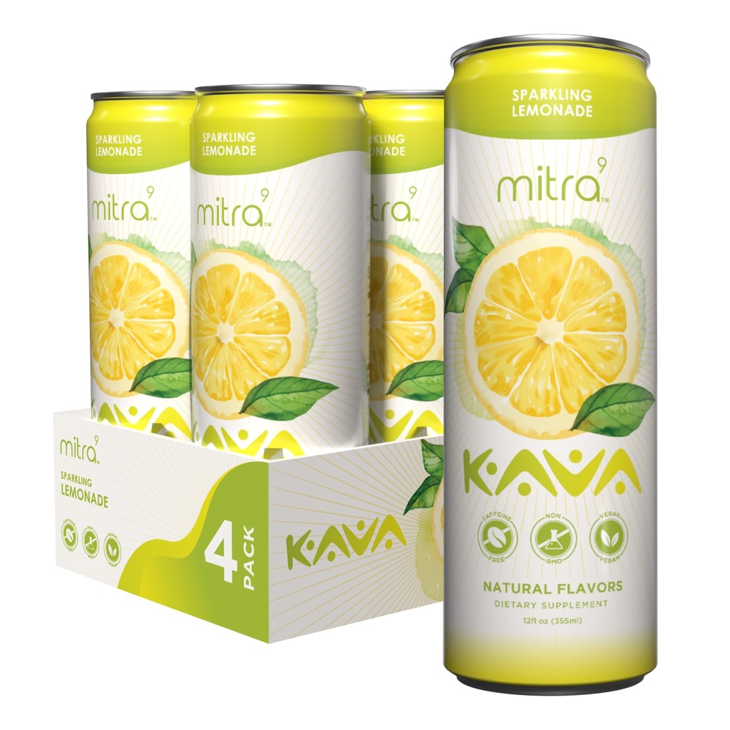 MITRA9 Βοτανικά Ποτά - Λεμονάδα Αφρώδη Kava Ποτό με εκχύλισμα ρίζας Kava - Ενισχυτής Mood - Plant Based - Προάγει τη φυσική ηρεμία και σαφήνεια (12 Fl. Oz) (4)