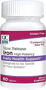 Quality Choice Iron High Potency Slow Release Tablets, 45mg, 60 Tabets Each (Pack of 8)