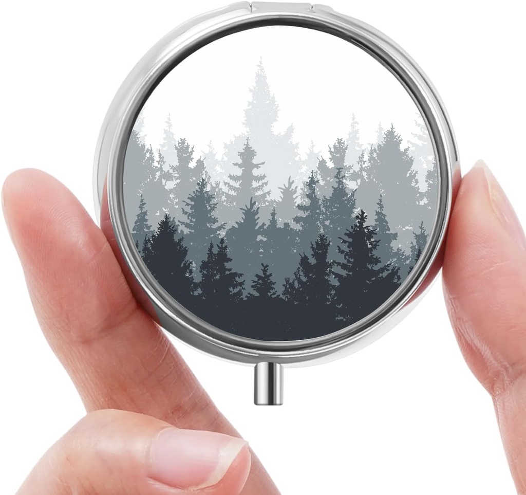 Μίνι κουτί χαπιών, μικρό κουτί χαπιών, φορητό κουτί χαπιών, χαριτωμένος οργανωτής χαπιών για βιταμίνες, φάρμακα, ιχθυέλαιο και συμπληρώματα (Woodland)