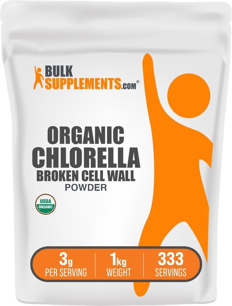 BulkSupplements.com Βιολογική σκόνη Chlorella - Σπασμένο τοίχωμα κυττάρων, Πράσινη σκόνη Superfood, συμπλήρωμα Chlorella - Χωρίς γλουτένη, 3g ανά Σερβίρισμα, 1kg (2,2 lbs) (πακέτο των 1)
