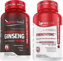 Herbtonics Korean Panax Red Ginseng and Strengthtonic Testosterone Booster for Men Bundle