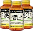 MASON ΦΥΣΙΚΟ Ολόκληρο Βότανο Ginger 500 mg, 6 Μήνες προσφοράς, Φυσικό φυτικό συμπλήρωμα, 60 κάψουλες (3 Συσκευασία)