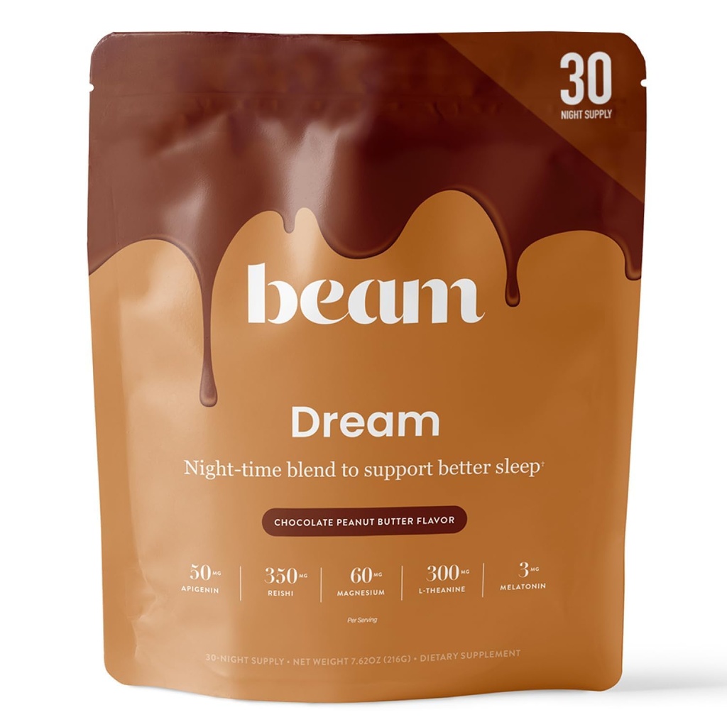 Beam Dream Sleep Powder, L-Θεανίνη, Apigenin, Reishi και Μαγνήσιο, Third Party Tested Natural Sleep Aid & Sleep Supplement for Deep Sleep, Relaxation and Recovery, Natural Sleep Support, 30 Services