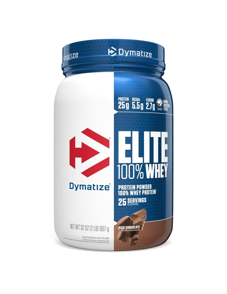 Dymatize Elite 100% σκόνη πρωτεΐνης ορού γάλακτος, σοκολάτα, 25g πρωτεΐνης, 5.5g BCAAs, λιγότερο από 140 Cal., χωρίς γλουτένη, 3g υδατάνθρακες, 2g ζάχαρη, 3g λίπος (25 σερβιρίσματα)