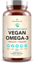 AMANDEAN Vegan Omega 3 συμπλήρωμα. Premium Fish Oil Εναλλακτική. Άλγα DHA & EPA. Carragenan Free Softgels (στα Αγγλικά). Άλγαλα απαραίτητα λιπαρά οξέα. Καρδιά, εγκέφαλος, μάτι, δέρμα, ανοσοποιητική υποστήριξη. (60ct)