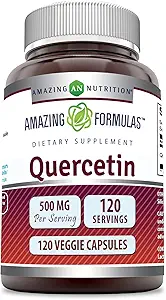 Amazing Formulas Quercetin 500mg 120 Veggie Capsules Supplement - Non-GMO - Gluten Free - Supports Overall Health & Well Being