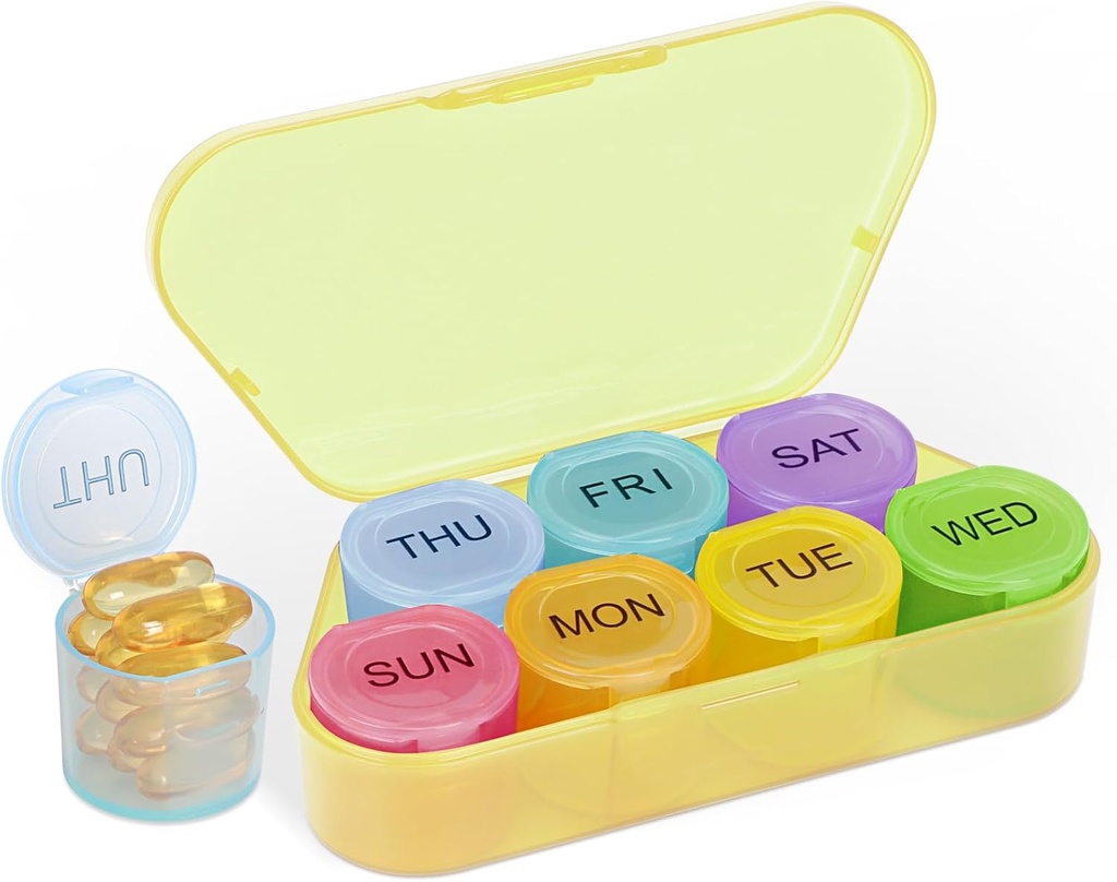 NatureTouch Weekly Pill Organizer, BPA Free Medicine Organizer Rainbow 11 Day Pill Box, Daily Portable Pill Container for Pills/Vitamin/Fish Oil/Supplements [τελευταία έκδοση],Κίτρινο