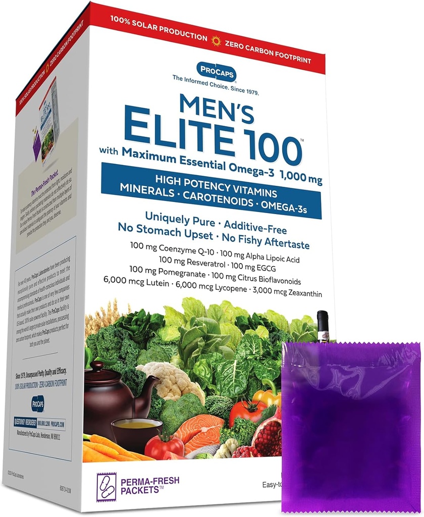 ANDREW LESSMAN Multivitamin - Ανδρική Ελίτ-100 με Μέγιστο Απαραίτητο Ωμέγα-3 1000 mg 30 Πακέτα – Ισχυρά θρεπτικά συστατικά, Ουσιώδεις Βιταμίνες, Ορυκτά, Φυτοθρεπτικά και Καροτενοειδή. Χωρίς πρόσθετα